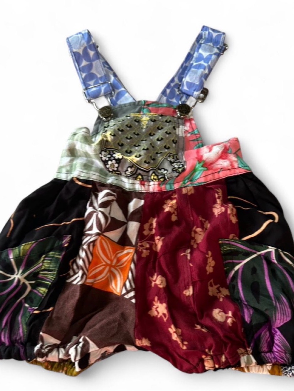 Kids Multi-Color Patchwork Romper Dress - Casual Playwear